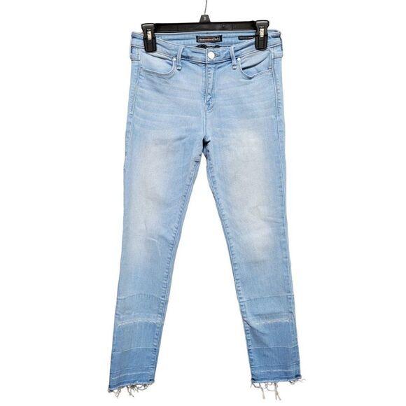 Abercrombie & Fitch Mid Rise Super Skinny Ankle Jeans Blue‎ Light Wash Womens 28 - Picture 1 of 15